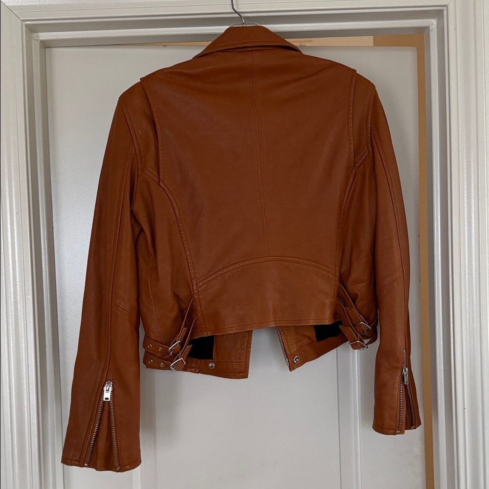 IRO Ashville Camel Brown Leather Jacket with Silver Accents - Picture 8 of 12